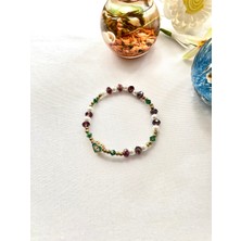 Padore Accessory Kadın - Minimal Detay Renkli Kristal ve Inci Destekli Şık Bileklik | Kalpli Nazar Boncuklu >