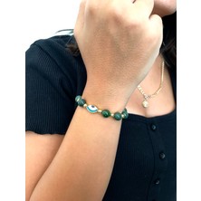 Padore Accessory Kadın - Nazar Detaylı, Altın Kaplamalı Jade Doğal Taş Padore Bileklik | Handcrafted