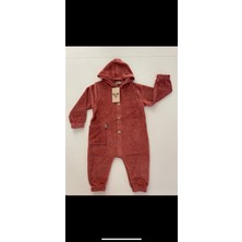 Miniko Kids Unisex Önden Düğmeli Kadife Bebek Tulum