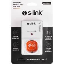 S-link SL-07 16A 3500W 850 Joule Akım Korumalı Tekli Priz