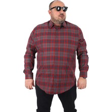 Moc Grande Erkek Ekoseli Gömlek 8XL 23359 Kırmızı Günlük Stil Uzun Kol Regular Fit