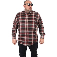 Moc Grande Büyük Beden Erkek Ekoseli Gömlek Siyah Regular Fit Günlük Stil 23356