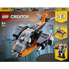 LEGO® Creator 3’ü 1 Arada Siber İnsansız Hava Aracı 31111 Siber İnsansız Hava Aracı, Siber Robot ve Siber Motosiklet İçeren 3’ü 1 Arada Oyuncak Yapım Seti (113 Parça)