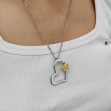 Chavin Kalp Üzerinde Altın Kap. Kelebek Bayan Çelik Kolye ET49BY