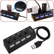 Mavi Ay Bilişim 4 Port USB 2.0 Hub Çoğaltıcı Çoklayıcı Switch Işıklı Anahtarlı