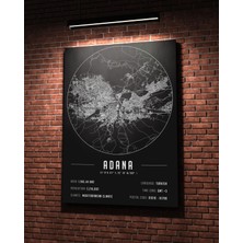 Mini Street Map Adana 50X70 cm Şehir Haritası Kanvas Tablo