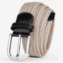 Hayuu . 4cm Streç Erkek Kemer Moda Elastik Örgü Kemer Delinsiz Rahat Iğne Tokası Kanvas Kemer (Yurt Dışından)