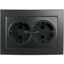 Abnturk Siyah Topraklı Çevçeveli İkili Priz