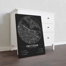 Mini Street Map Amsterdam 50X70 cm Şehir Haritası Kanvas Tablo