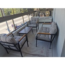 Modern Style Home Mars Balkon, Bahçe, Cafe - Salon -  Metal Kanepe Koltuk Takımı - 2+1+1 + Sehpa