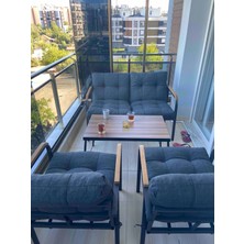 Modern Style Home Jüpiter Balkon, Bahçe, Cafe - Salon - Metal Kanepe Koltuk Takımı - 2+1+1 + Sehpa