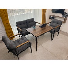 Modern Style Home Venüs Balkon, Bahçe, Cafe - Metal Kanepe Koltuk Takımı - 2+1+1 + Masa