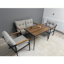 Modern Style Home Güneş Balkon, Bahçe, Cafe - Metal Kanepe Koltuk Takımı - 2+1+1 + Masa