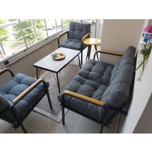Modern Style Home Jüpiter Balkon, Bahçe, Cafe - Metal Kanepe Koltuk Takımı - 2+1+1 + Sehpa
