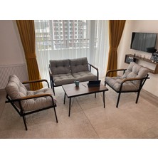 Modern Style Home Merkür Balkon, Bahçe, Cafe - Metal Kanepe Koltuk Takımı - 2+1+1 + Sehpa