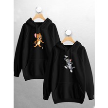 Joza Outdoors Kadın Erkek            Tom ve Jerry Sevgili Çift Kombini Tasarım Kapüşonlu Sweatshirt 2'li Set Takım