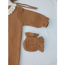 Lelikoobaby Örgü Yakalıklı 4 Katlı Müslin Tulum