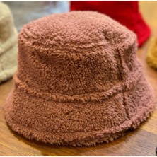 Salar Ticaret Salarticaret Kadın Peluş Bucket Kova Şapka Standart- Gül Kurusu