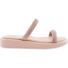 DGN 009 Kadin Silver Taşli  Bantli Terlik