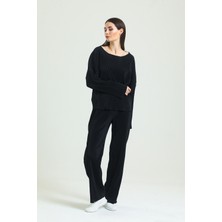 ALV Fashion Siyah Fitilli Pijama Takımı