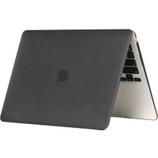 Fibaks Apple Macbook 13 Air M1 M2 Çip 2020 2022 A1932 A2174 A2337 Kılıf Uyumlu Karbon Fiber Tasarımlı Parmak Izi Yapmaz Kaymaz Kapak