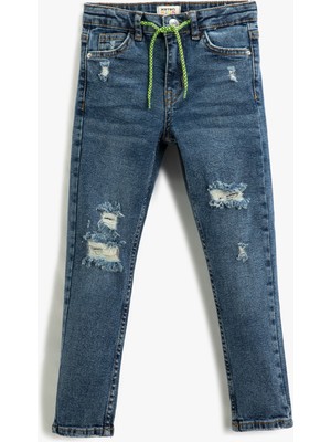Koton Dar Paça Beli Bağlamalı Yıpratılmış Kot Pantolon - Skinny Jean