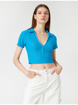 Koton Polo Yaka Crop Tişört