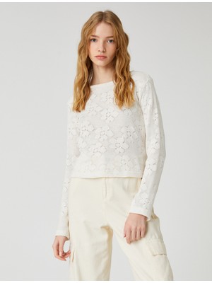 Koton Uzun Kollu Tişört Kroşe Bisiklet Yaka