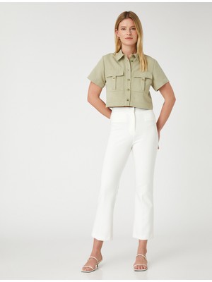 Koton Outdoor Görünümlü Crop Gömlek Cepli Düğmeli