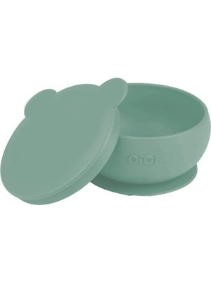 OiOi 12 cm Silikon Kapaklı Kase Vakum Tabanlı River Green Ergonomik Tasarım 6 Ay Üstü Sağlıklı Plastik