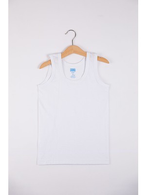 Berrak 1501 Erkek Çocuk Atlet 6 Lı Paket Beyaz %100 Pamuk Klasik Kesim