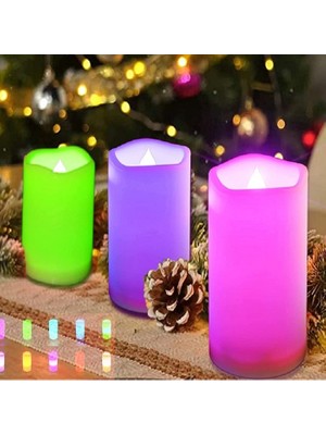 Kuzey Işıklı Romantik Mumlar LED Remote Control Electronic Candle Kumandalı Renkli Işıklı Mum 3lü Set Işıklı Mum