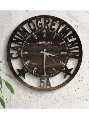 BK Kişiye Özel Canım Öğretmenim Ahşap Duvar Saati (Model 1)