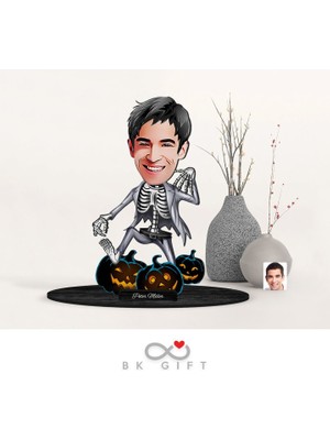 Bk Gift Kişiye Özel Erkek Halloween Karikatürlü Ahşap Biblo-2