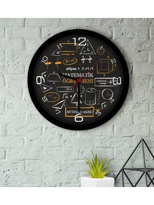BK Kişiye Özel Matematik Öğretmeni Ahşap Duvar Saati-10