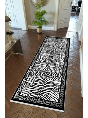 10 Post Onlineyolluk Koridor Beyaz Gri Dijital Baskı Kaymaz Yuvarlak Oval Kesme Ince Yıkanabilir Halı