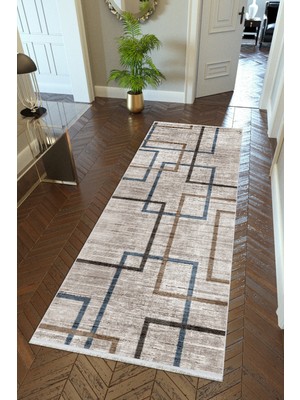 10 Post Onlineyolluk Koridor Kahverengi Lacivert Kaymaz Yuvarlak Oval Kesme Ince Yıkanabilir Halı