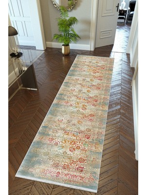 10 Post Onlineyolluk Koridor Kahverengi Dijital Baskı Kaymaz Yuvarlak Oval Kesme Ince Yıkanabilir Halı