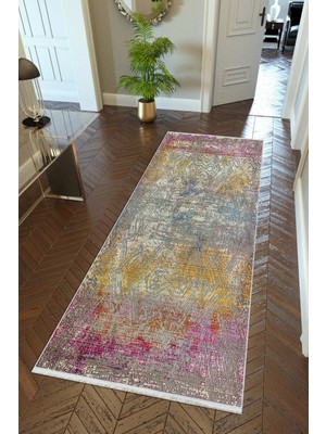 10 Post Onlineyolluk Koridor Çok Renkli Pastel Kaymaz Yuvarlak Oval Kesme Ince Yıkanabilir Halı