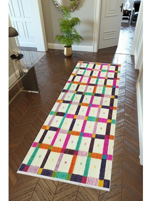 10 Post Online Yolluk Koridor Çok Renkli Patchwork Kaymaz Yuvarlak Oval Kesme Ince Yıkanabilir Halı