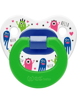 Wee Baby Desenli Damaklı Silikon Emzik 0-6 Ay Yeşil