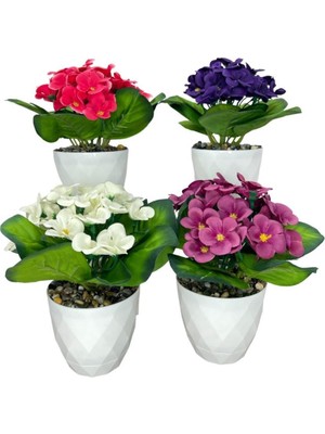 Nettenevime Yapay Çiçek Kadife Menekşe 4 Adet Gerçekçi Doku Karışık Renkli