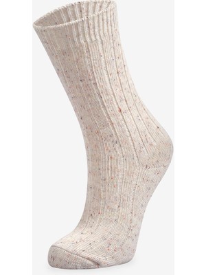 Bolero Kadın Kışlık Soket Kırçıllı Krem Çorap