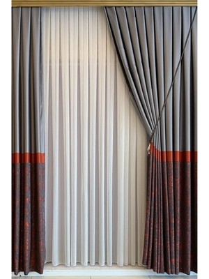 Perhal İnce Çizgi Desenli1-3 Sık Pileli 125 x 260  cm Tül Perde