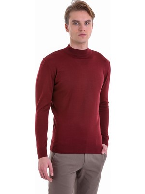 Hatemoğlu Kiremit Regular Fit Düz Yarım Balıkçı Yaka Yün Triko Kazak