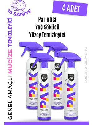 Selsil Pak 4 'lü 500   ml Mucize Köpük Temizleyici Sprey Yağ Sökücü Yüzey Temizleyici Parlatıcı