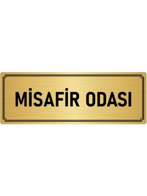 Özarslan Dizayn Metal Yönlendirme Levhası, Departman Kapı İsimliği Misafir Odası 10X20 cm Altın Renk