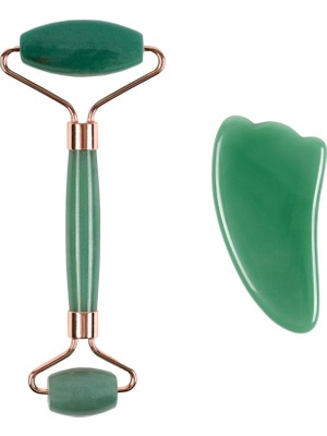 İlterus Doğaltaş Aventurin Face Roller ve Aventurin Melek Kanadı Gua Sha Set