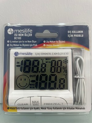 Mesilife Isı Nem Ölçer -10° ile +50°C İç Mekan ve -50° ile +70°C Dış Mekan Ölçümü