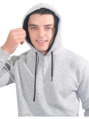 Daniel Milano Erkek Basic Gri Kapüşonlu SWEATSHIRT-236